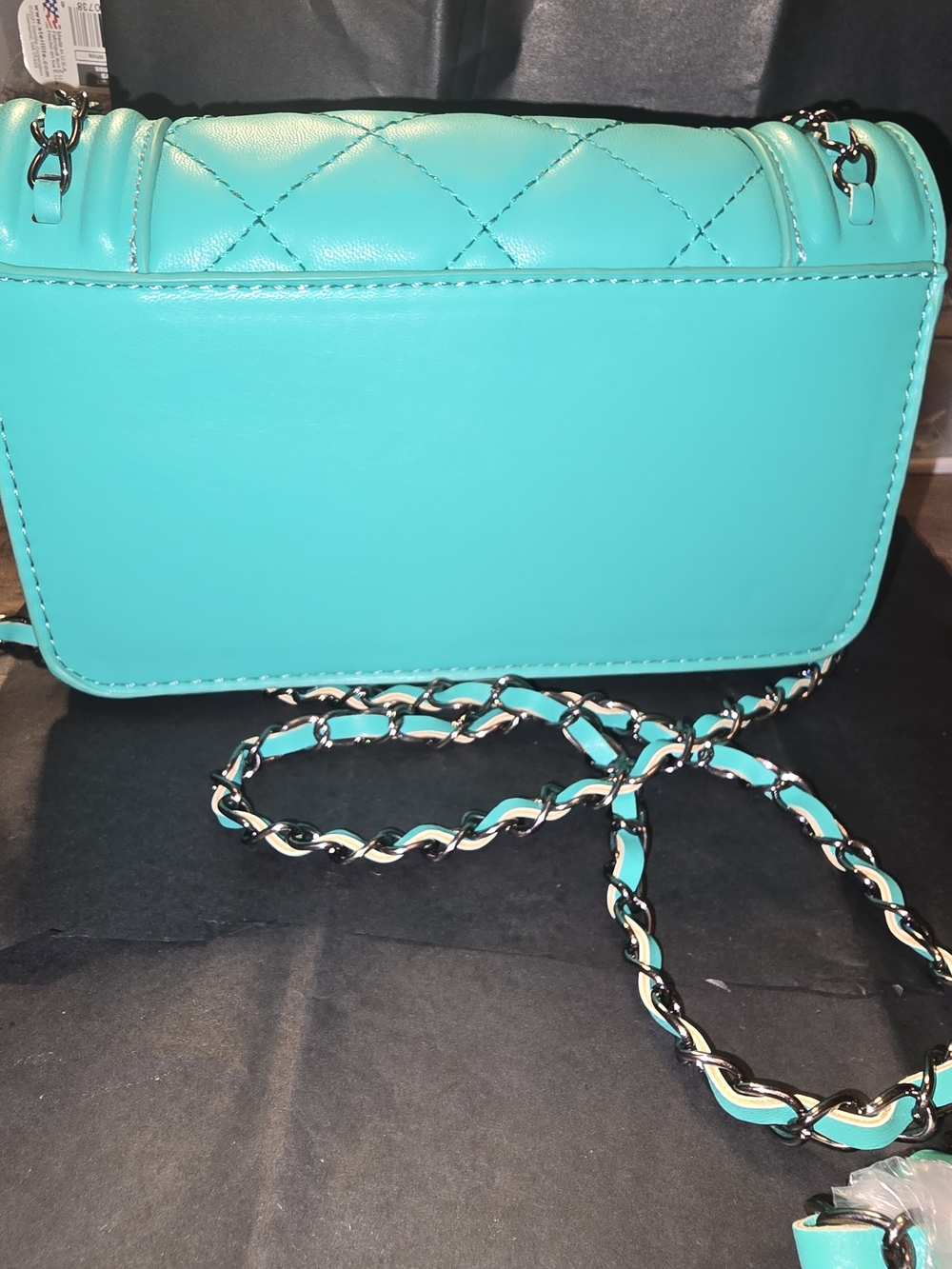 NEW Badgley Mischka Turquoise Quilted Chain Crossbody Bag by - Picture 5 of 5